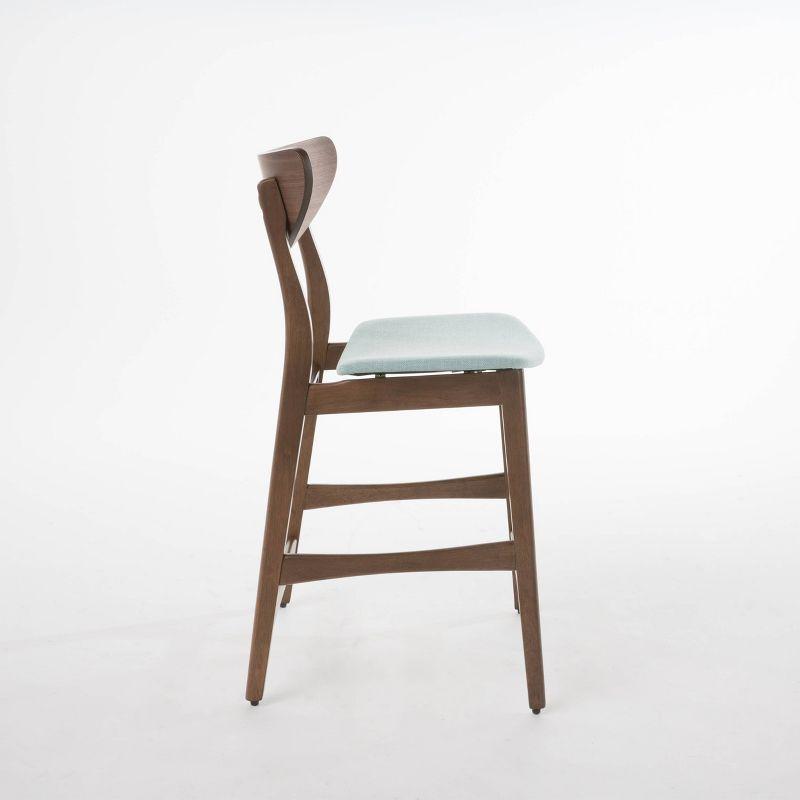 Set of 2 24" Gavin Natural Frame Counter Height Barstools Dark Gray - Christopher Knight Home: Upholstered, Rubberwood Legs