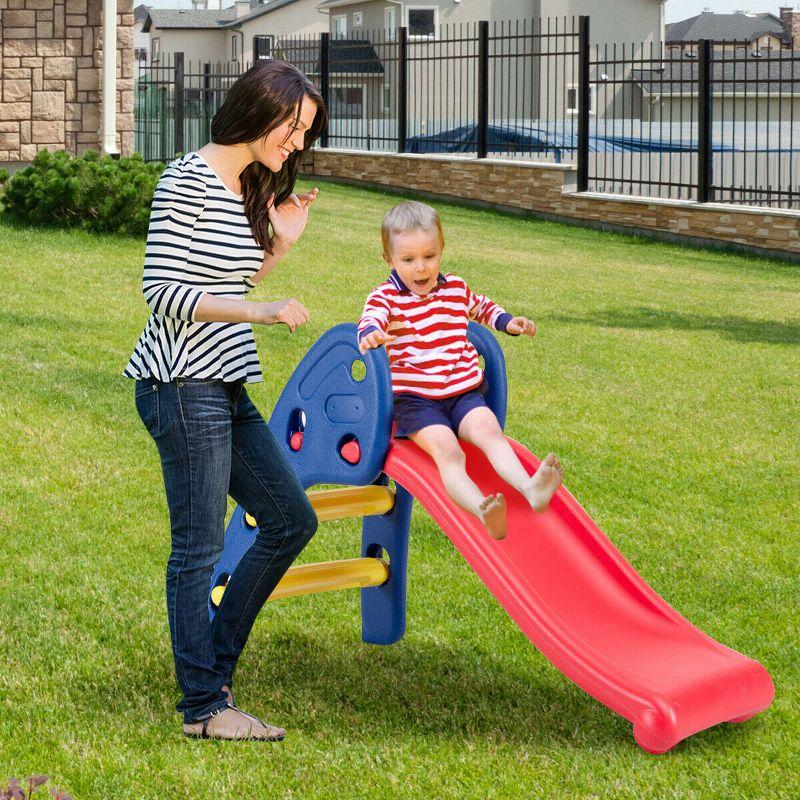 Costway 2 Step Children Folding Slide Plastic Fun Toy Up-down Suitable for Kids