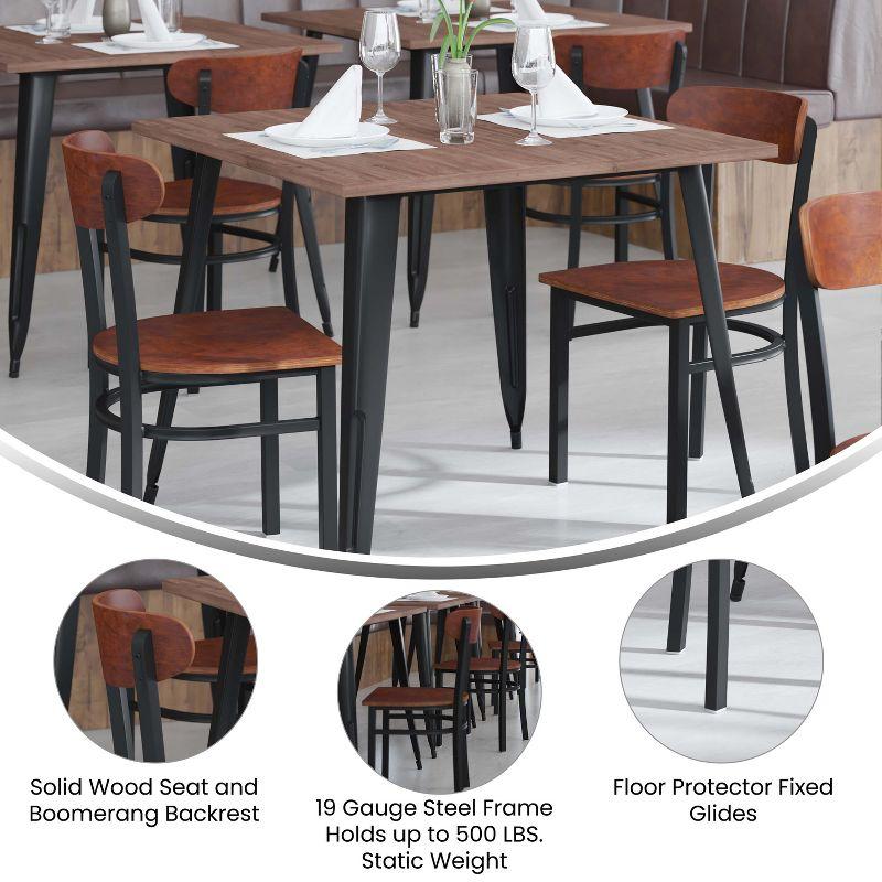 Walnut Boomerang-Back Metal Frame Dining Chair Set of 2