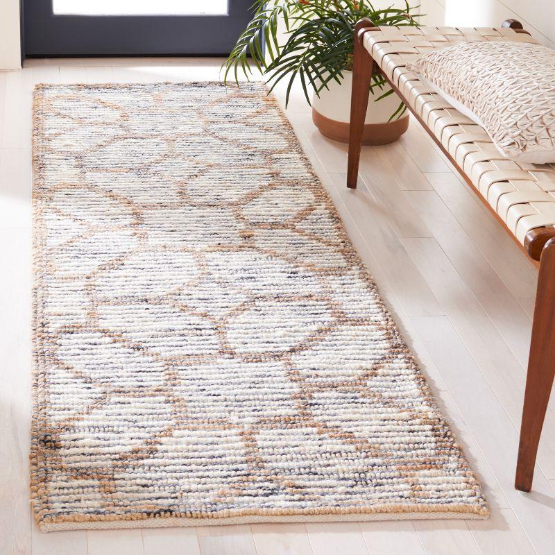 Beige and Ivory Hand-Knotted Wool Runner Rug, 2'3" x 7'