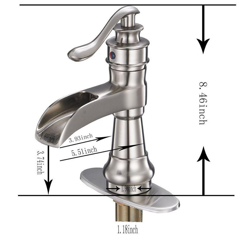 Brushed Nickel Single-Handle Waterfall Bathroom Faucet