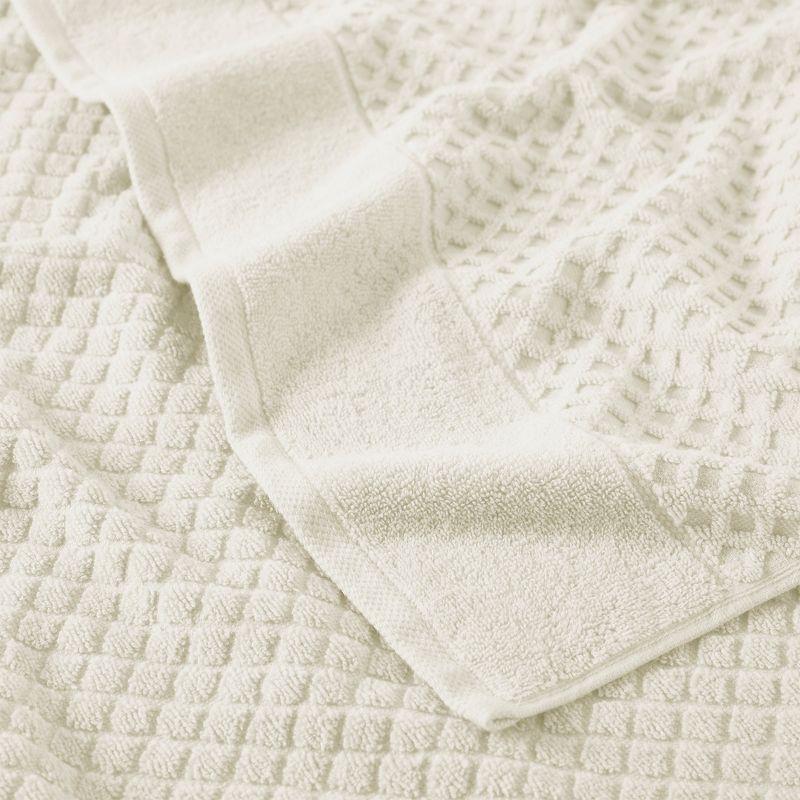 Ivory Cotton Diamond Textured 6-Piece Towel Set