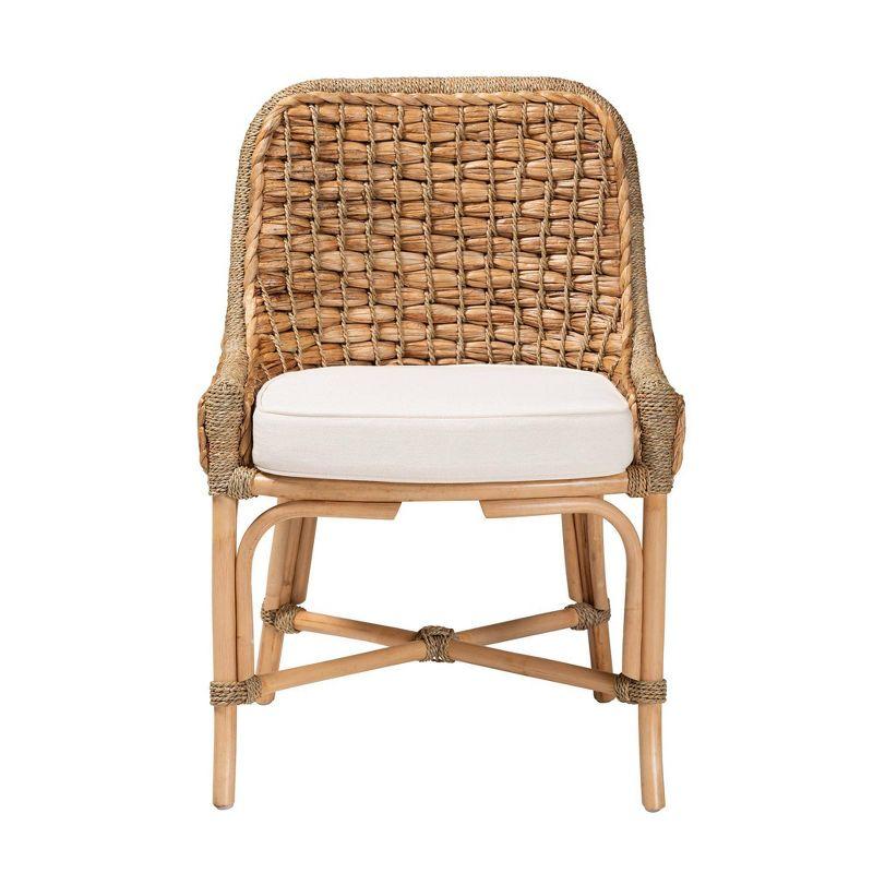 Kyle Woven Rattan Dining Side Chair with Cushion White/Natural - bali & pari