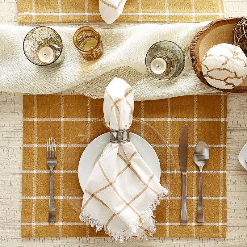 DII Check Placemat Set 6 Piece, Honey Gold Check, 13x19"