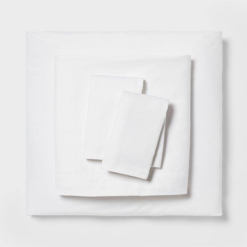 Queen Microfiber Sheet Set White - Room Essentials™: Polyester, Peached Finish, OEKO-TEX Certified, Fits up to 15" Mattress