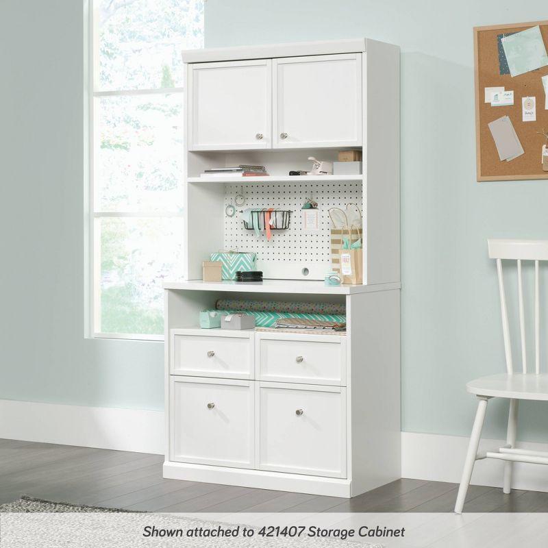 Craft Pro Series Hutch White - Sauder: Adjustable Shelf, Pegboard Back, Enclosed Cord Access