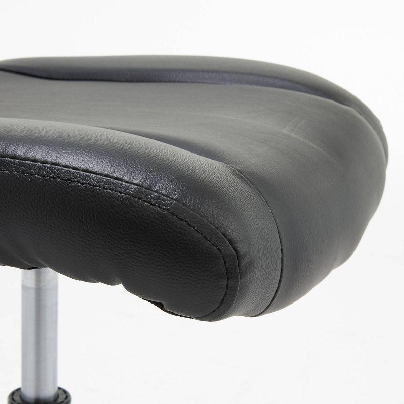 Sleek Black Faux Leather Armless Task Chair with Mesh Back