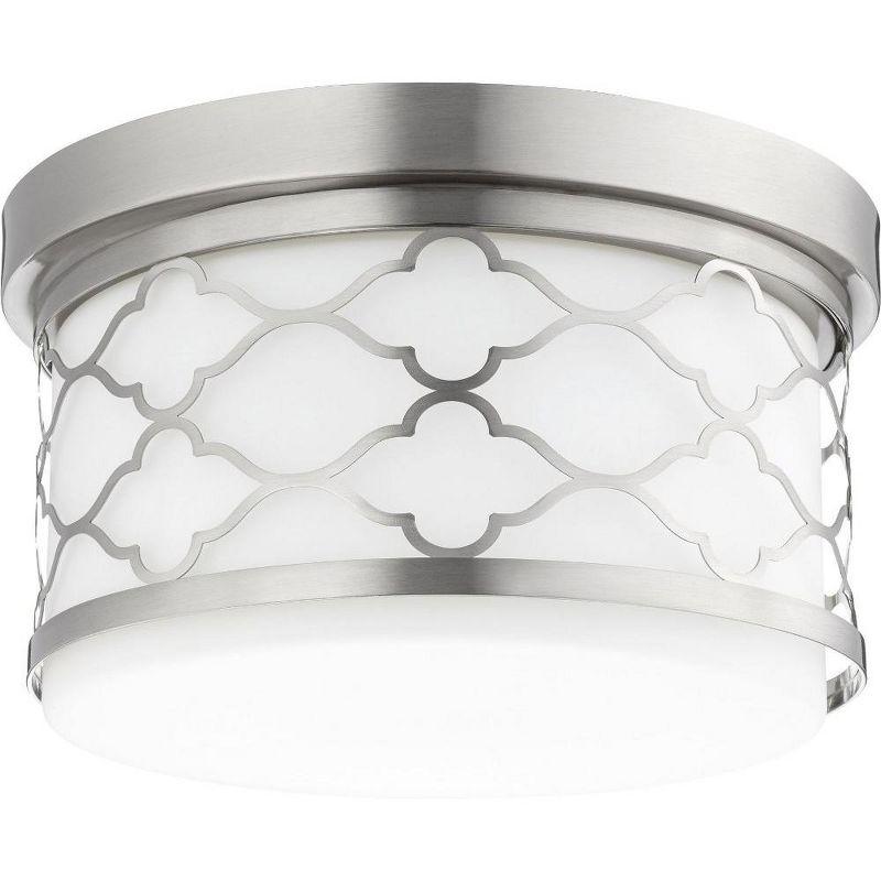 Satin Nickel 12" Glass Drum Flush Mount Ceiling Light