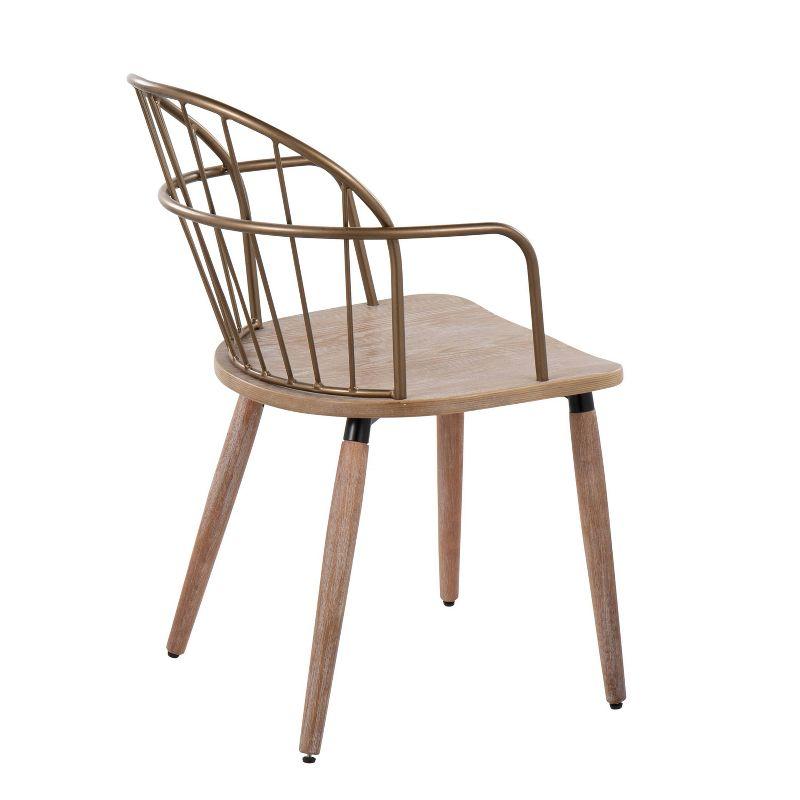 Riley Dining Chair Antique Copper/White Wash - Lumisource: Farmhouse Style, Spindle-Back, Wood & Metal Frame