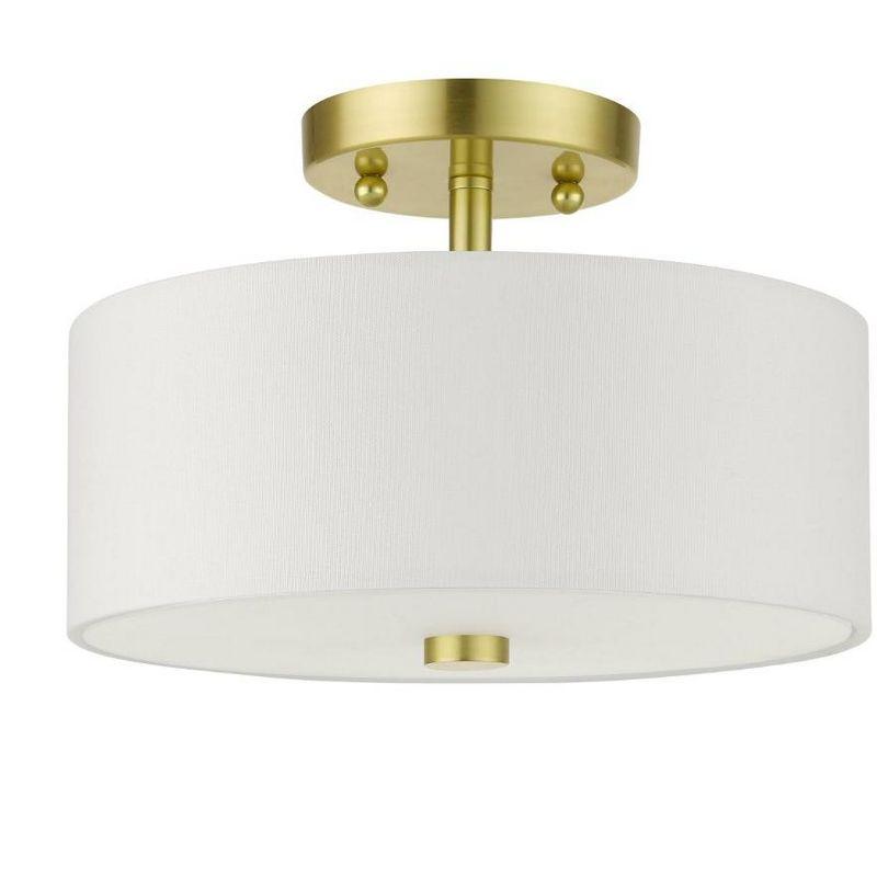 Satin Brass Modern Indoor/Outdoor Drum Semi-Flush Mount Light