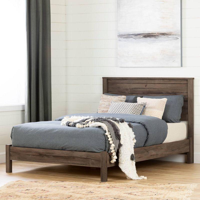 Fynn Fall Oak Full Double Panel Headboard with Sliding Storage