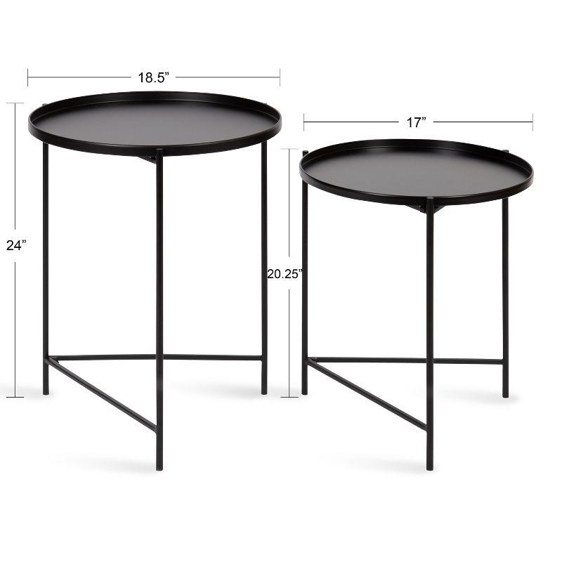 Ulani 2-Piece Nested Black Metal Round Side Tables
