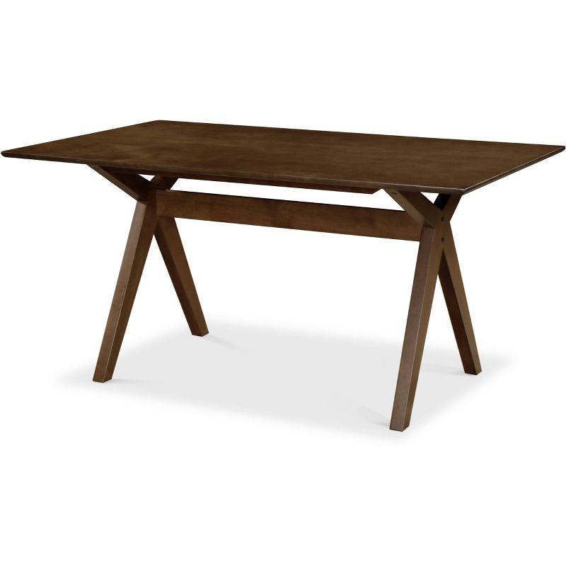 Adore Decor Lukas Wood Dining Table Brown: Modern Rectangle, Seats 6, 1 Year Warranty