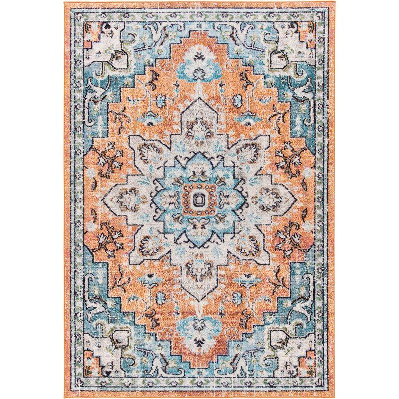 Madison MAD473 Power Loomed Area Rug - Orange/Teal - 8'x10' - Safavieh.