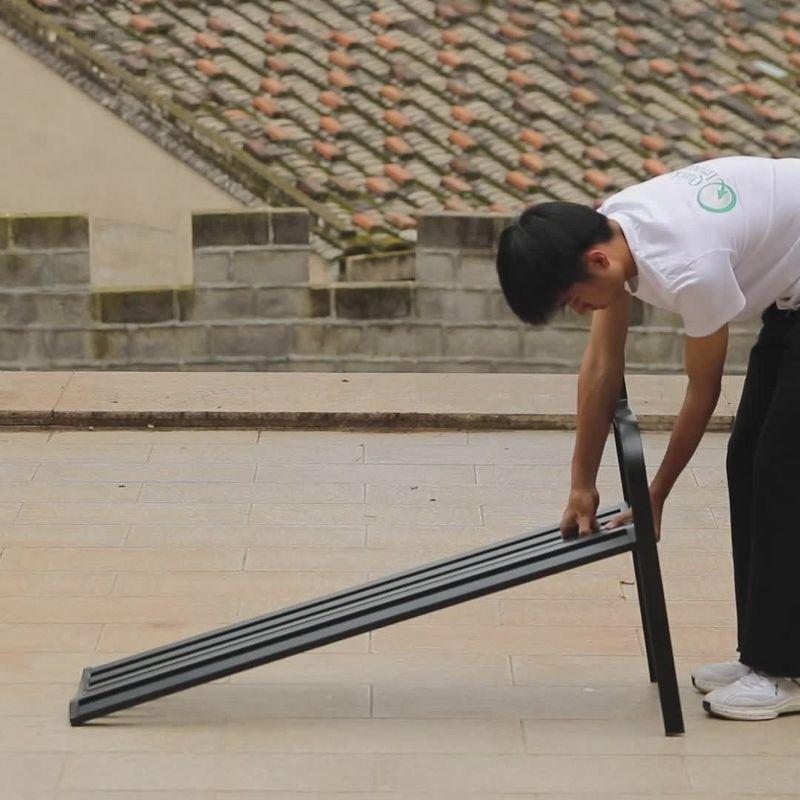 Outdoor Garden Patio Steel Park Bench Lawn Decor with Cast Iron Unique Design Back, Black Seating Bench for Yard, Patio, Garden, Balcony, and Deck