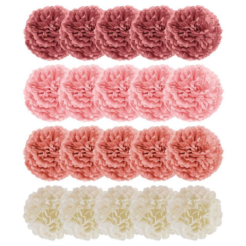 EpiqueOne 20 Piece Tissue Paper Pom Poms Party Kit - Colorful Paper Flower Wall Decorations