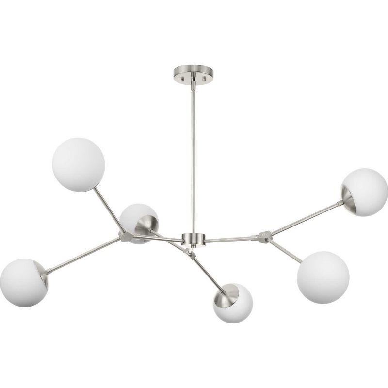 Haas Brushed Nickel 6-Light Chandelier with Opal Glass Globes