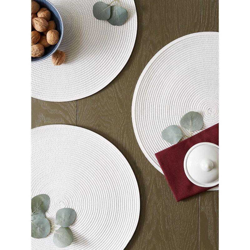 DII Solid Woven Placemat Set 6 Piece, White, 15" Dia