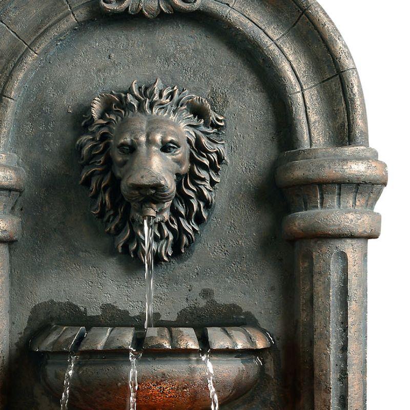 Teamson Home 32.1" Tiered Lion Head Stone LED Outdoor Water Fountain