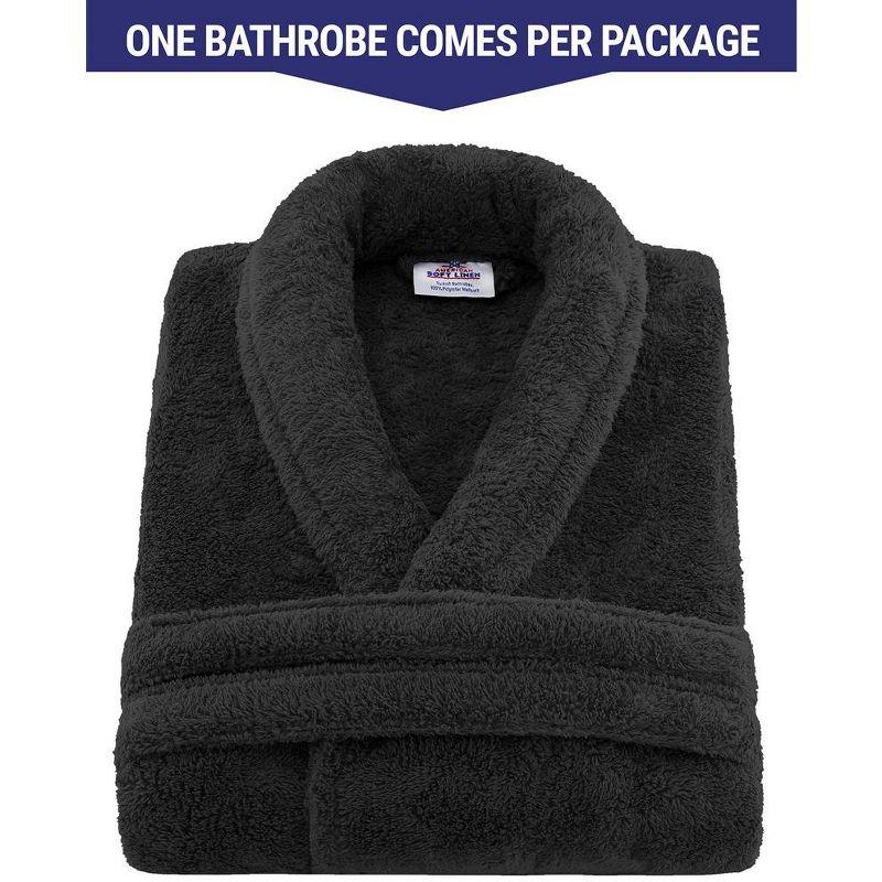 American Soft Linen Warm Fleece Bathrobe, Mens and Womens Robes, 1 Piece Shawl Collar  Adult Matching Couple Robes for your Bathroom, Xlarge, Black