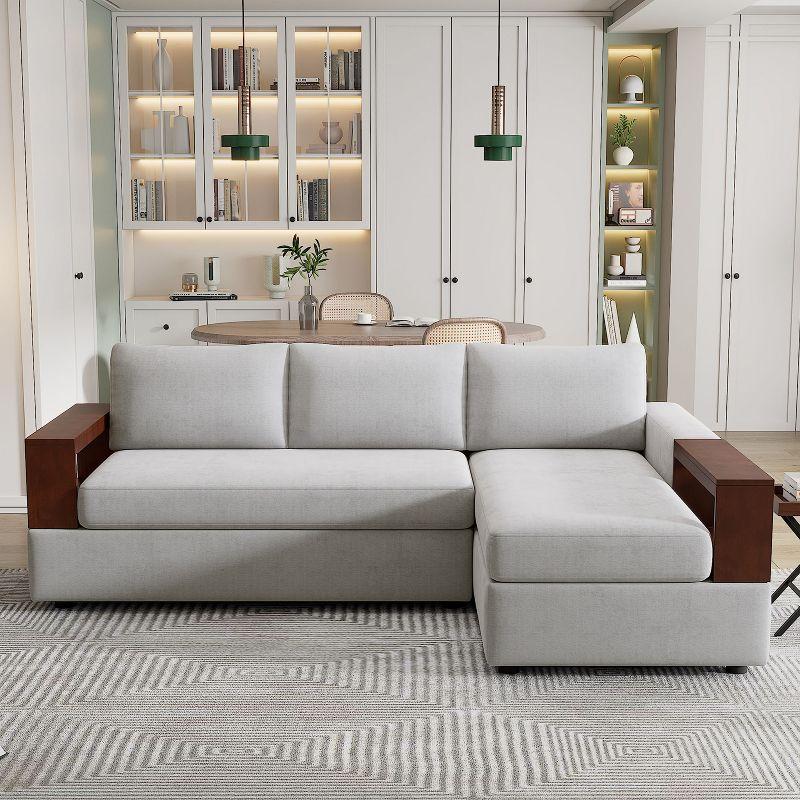 Christopher Knight Home Tanner 87" Modern Chenille Upholstered Sectional Sofa with Reversible Armrests, Gray
