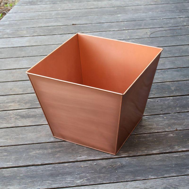 18" Square Copper Plated Galvanized Steel Flower Box