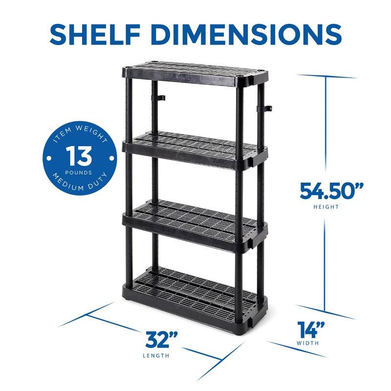 Gracious Living 4 Shelf Adjustable Ventilated Medium Duty Shelving Unit 14 x 32 x 54.5" Organizer for Home, Garage, Basement & Laundry