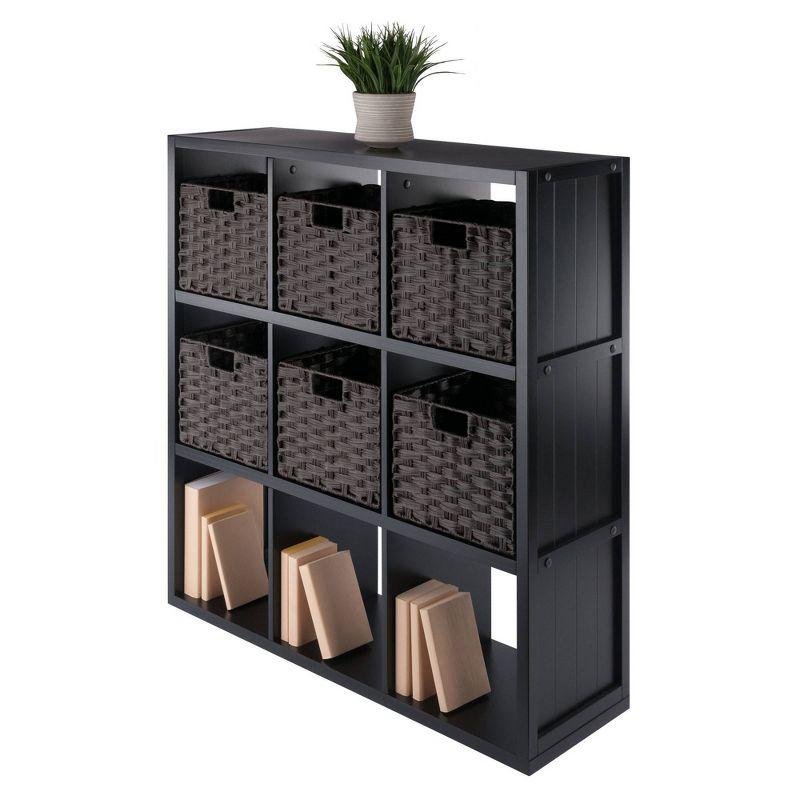 40.08" 7pc Timothy Storage Shelf with Baskets Black/Chocolate - Winsome: Transitional Style, Wood Composite, No Tools Assembly