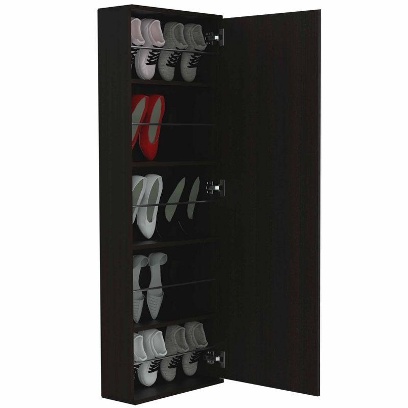 Depot E-Shop Wall Shoe Rack 54" H, One Mirror, One Door, Five Internal Storage Shelves, Approximate Capacity for Ten Shoes