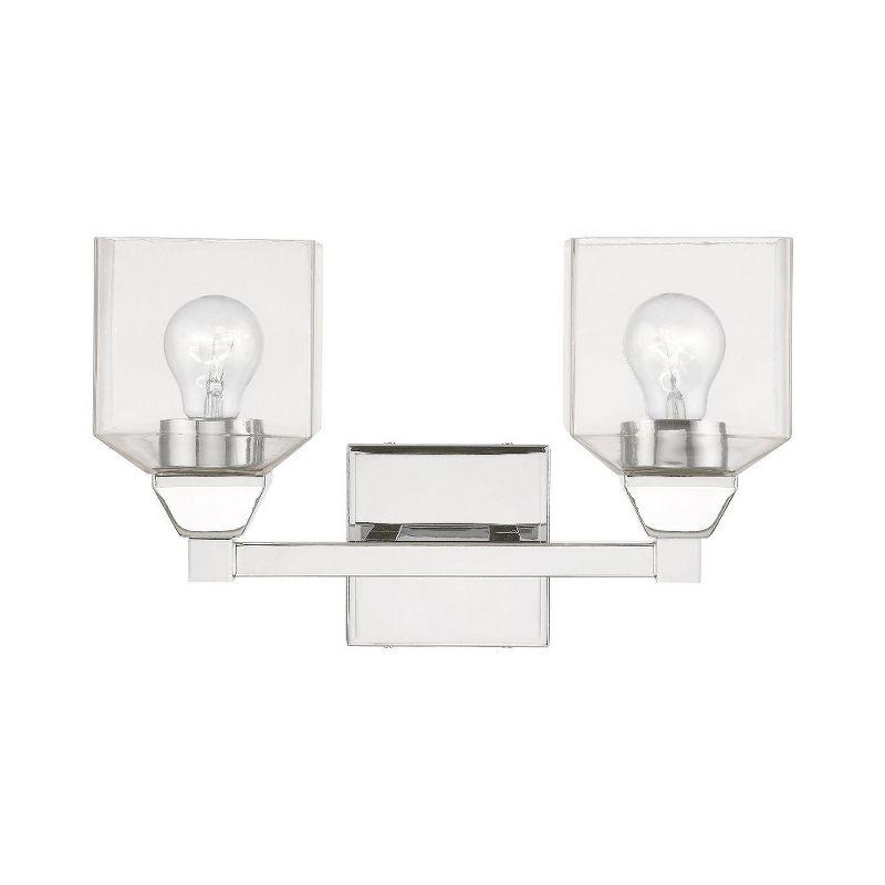 Polished Chrome 2-Light Vanity Sconce with Clear Glass Shades