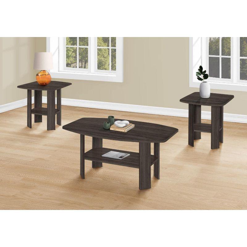 Monarch Specialties Table Set 3Pcs Set Coffee End Side Accent Living Room Laminate Brown Transitional