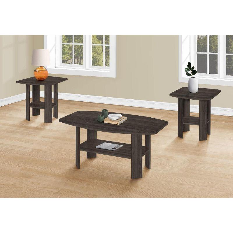 Brown Oak Transitional 3-Piece Coffee and End Table Set