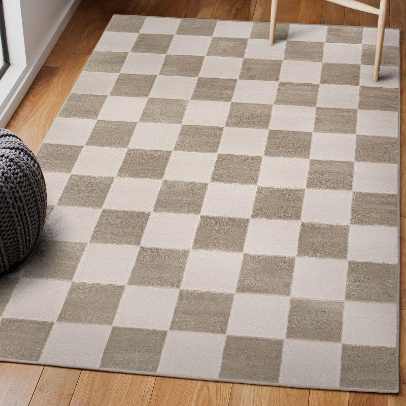 JONATHAN Y Thea Modern Geometric Checkerboard High-Low Beige/Cream 3 ft. x 5 ft. Area Rug
