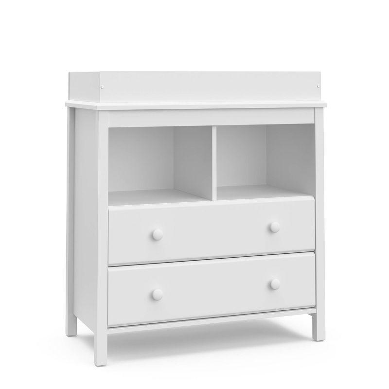 White 2-Drawer Changing Table Dresser with Shelves