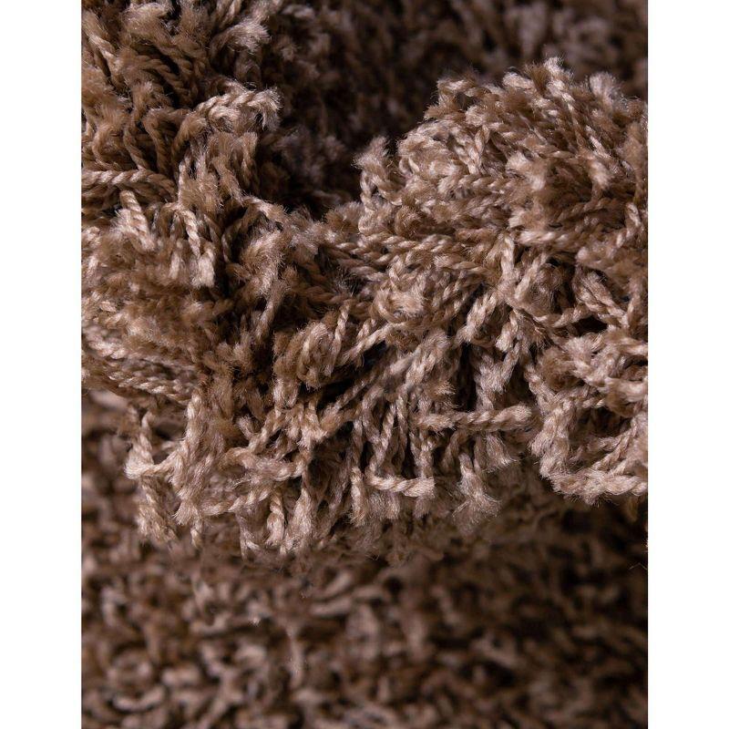 Easy Care Reversible Solid Shag Brown Synthetic Rug 4' x 6'