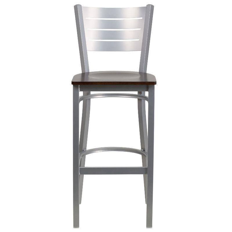 Flash Furniture Silver Slat Back Metal Restaurant Barstool