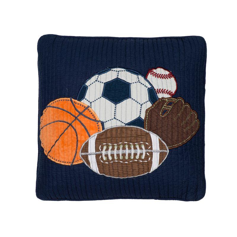 Navy Sports Icon Kids Decorative Cotton Pillow 18x18