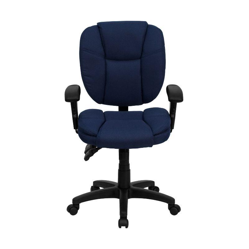 Flash Furniture Mid-Back Multifunction Swivel Ergonomic Task Office Chair with Pillow Top Cushioning and Adjustable Arms