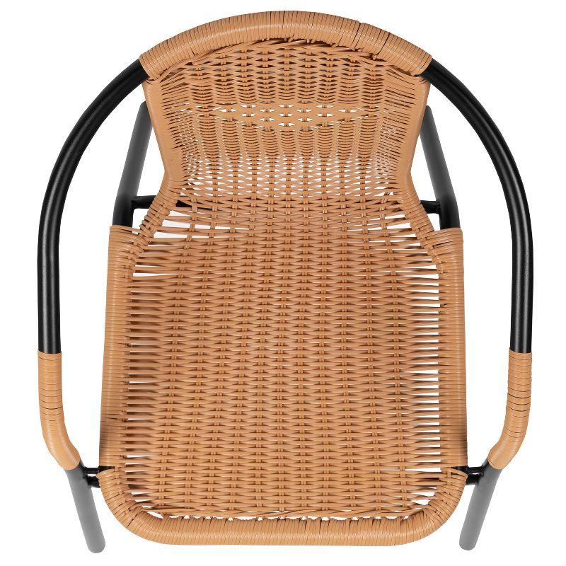 Flash Furniture Lila 2 Pack Beige Rattan Indoor-Outdoor Restaurant Stack Chair