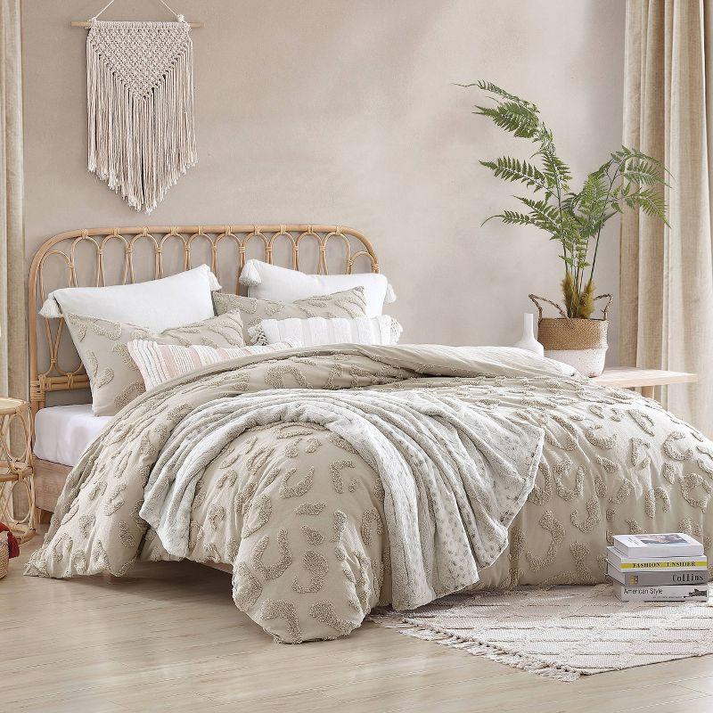 King Beige Cotton Chenille Leopard Print Comforter Set