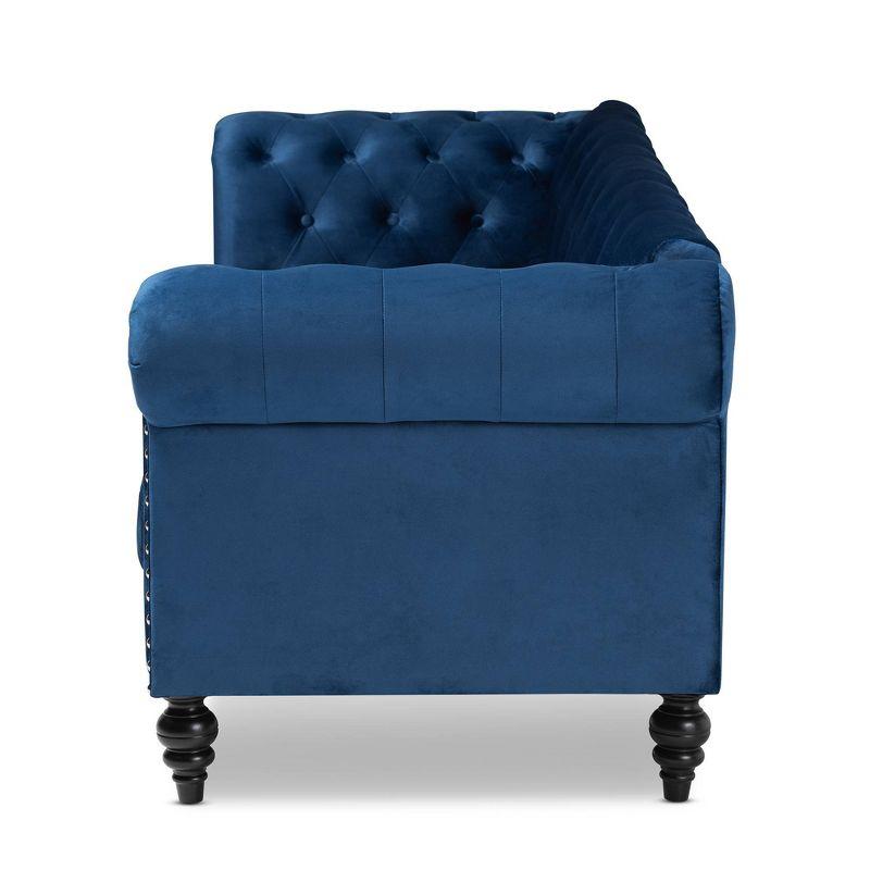 Emma Velvet Upholstered Button Tufted Chesterfield Sofa - Baxton Studio