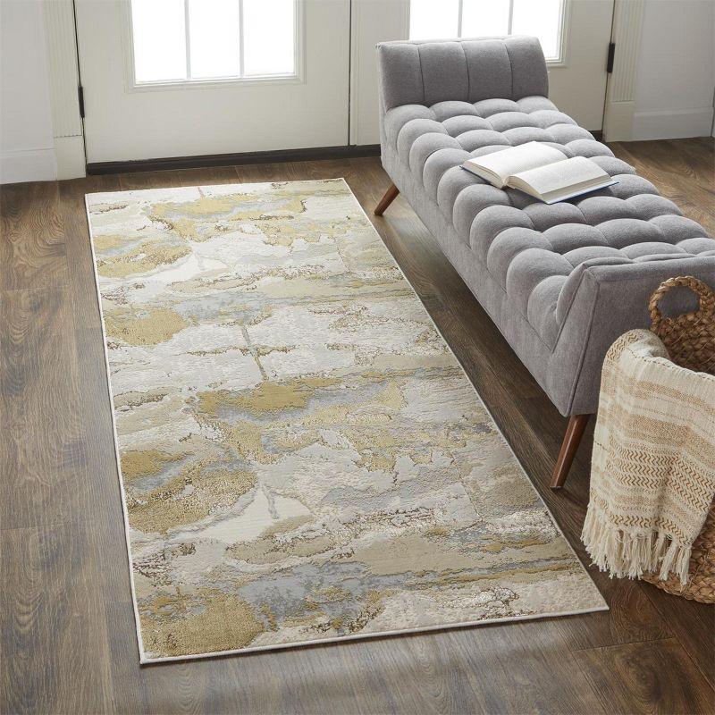 Aura Modern Watercolor Gray/Ivory/Gold Area Rug