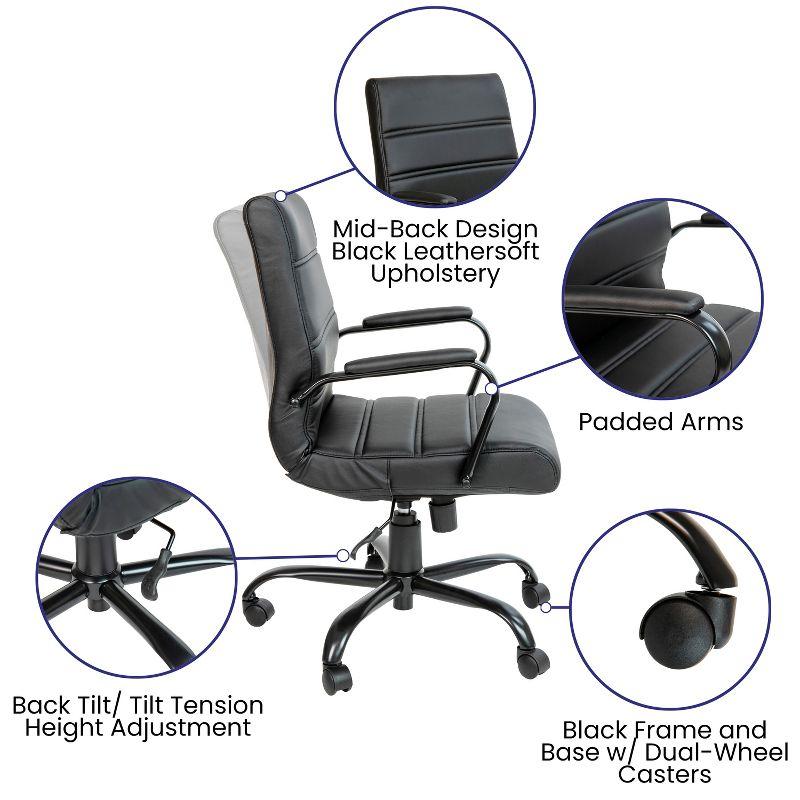 Whitney Ergonomic Upholstered Mid-Back Swivel Office Chair by Flash Furniture