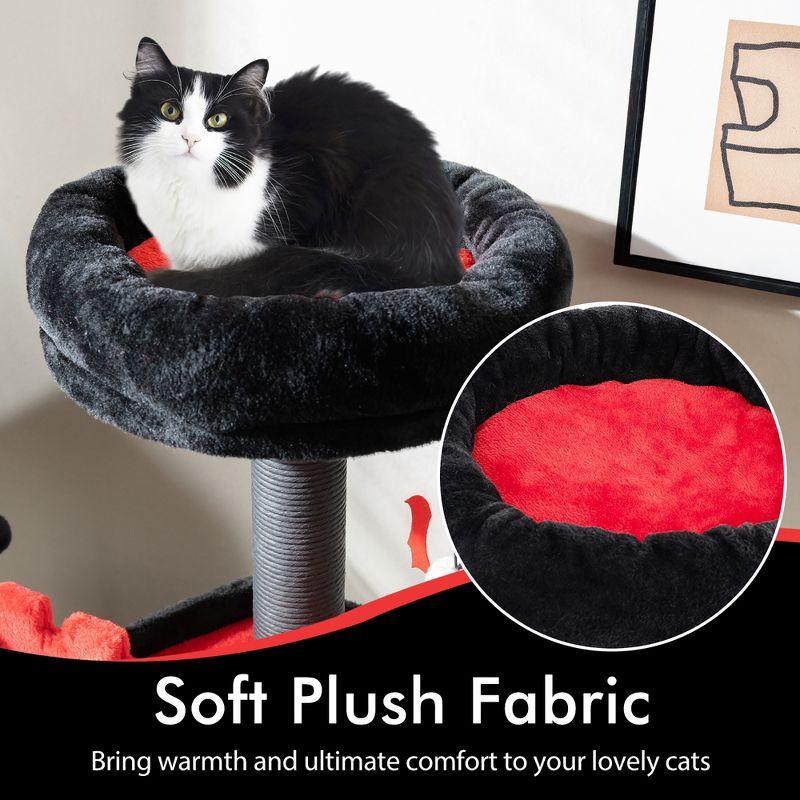 Tangkula Gothic Cat Tree 49" Tall Cat Tower w/ Coffin Bed & 2 Condos & Cozy Perch