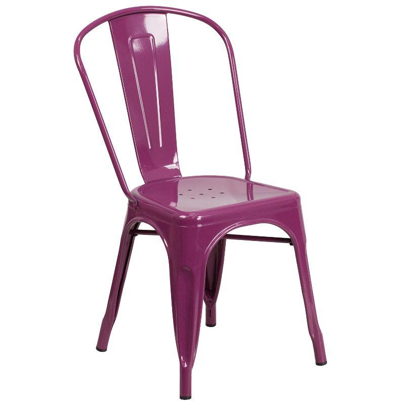 Purple Metal Indoor-Outdoor Stackable Side Chair