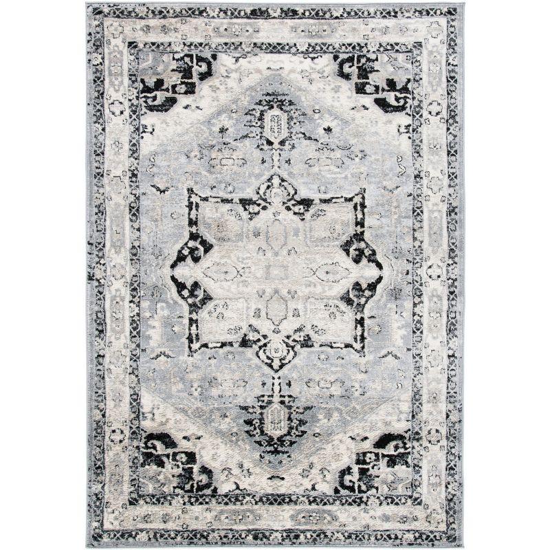 Brentwood Silver and Black Hand-Knotted Rectangular Rug