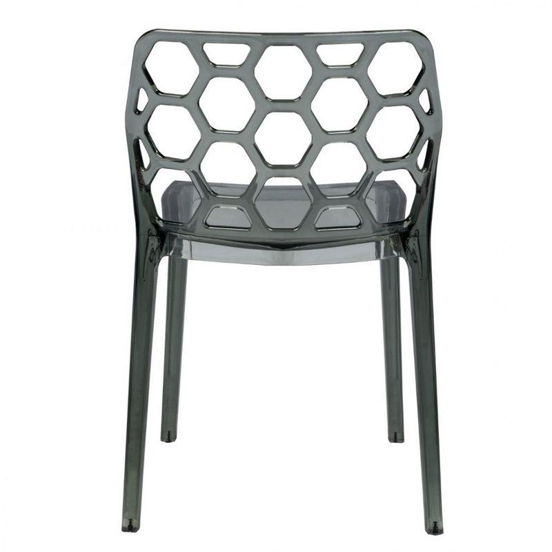 Hexagon Cut-Out Transparent Black Plastic Side Chair