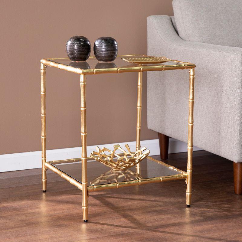Oversley Glass-Top Accent Table - Gold - SEI