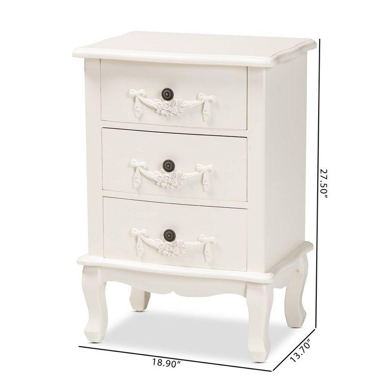 Callen Wood 3 Drawer Nightstand White - Baxton Studio