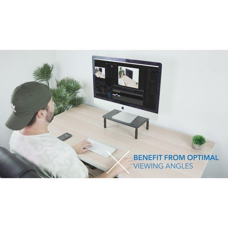 Mount-it Mount-It! Adjustable Monitor Riser | Metal Computer Screen Platform Stand For Desktop Or Laptop